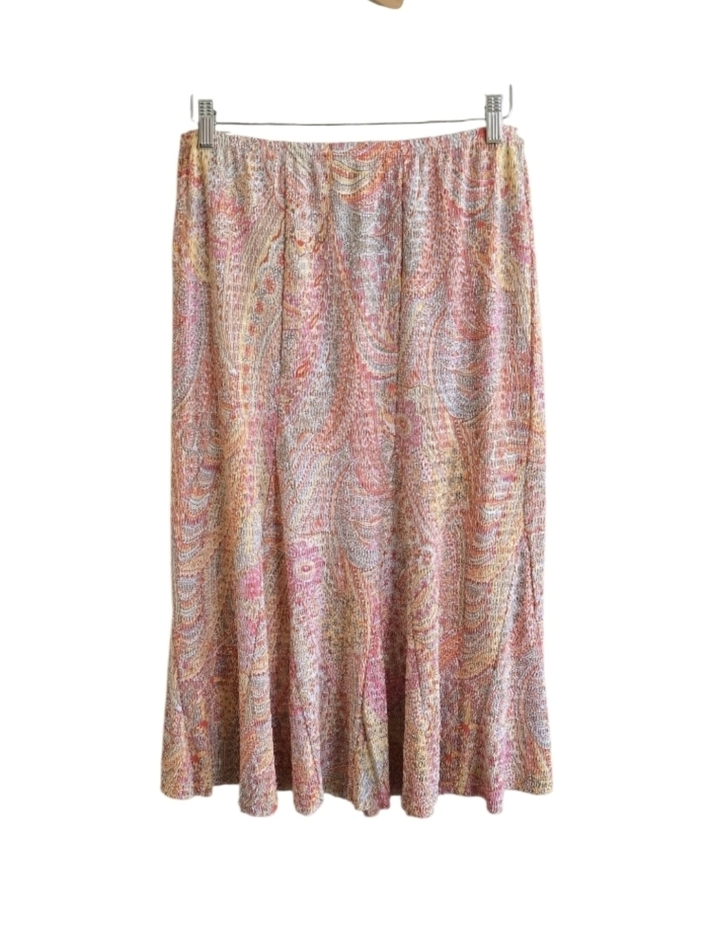 VTG Pleat Pleat By Rafael Boho Colorful Summer Accordian Midi Skirt. Size Large